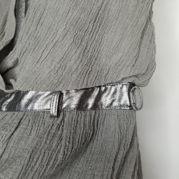 VALMAX ITALY Drop Waist Party Dress Silver Trim Crinkle Cotton Girls' 12Y Formal - Picture 12 of 15